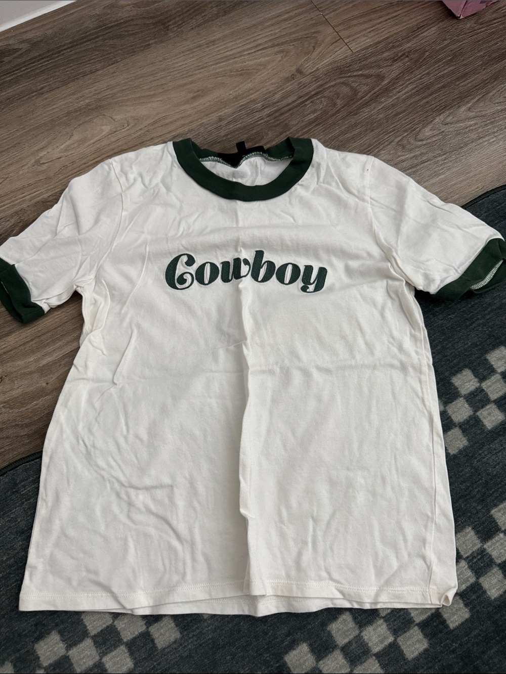 Veronica Beard Jeans Cowboy Graphic Ringer Tee - White & Dark Green